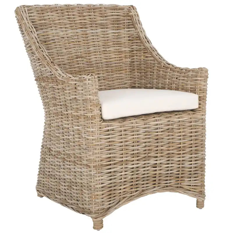 Fauteuil à oreilles en osier marron délavé (entièrement assemblé) - 26 L x 23 P x 34 H - 26Lx23Px34H