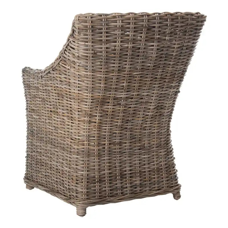 Fauteuil à oreilles en osier marron délavé (entièrement assemblé) - 26 L x 23 P x 34 H - 26Lx23Px34H