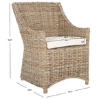 Fauteuil à oreilles en osier marron délavé (entièrement assemblé) - 26 L x 23 P x 34 H - 26Lx23Px34H