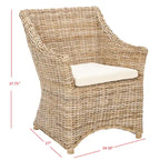 Fauteuil à oreilles en osier marron délavé (entièrement assemblé) - 26 L x 23 P x 34 H - 26Lx23Px34H