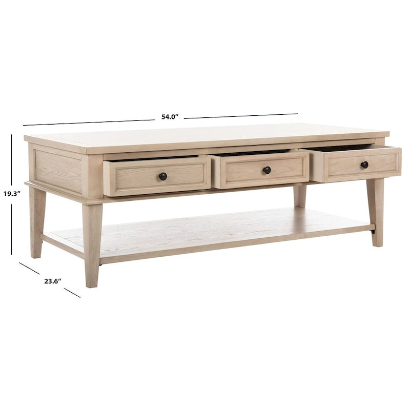 Table basse rectangulaire traditionnelle Sepia - 54 x 23,6 x 19,3 - 54Lx24Px19H