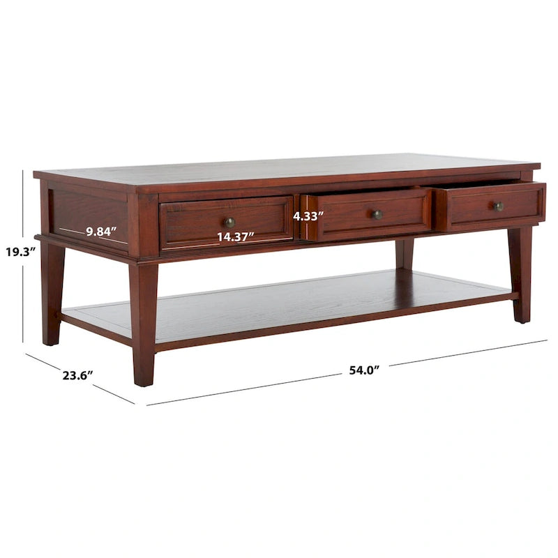 Table basse rectangulaire traditionnelle Sepia - 54 x 23,6 x 19,3 - 54Lx24Px19H