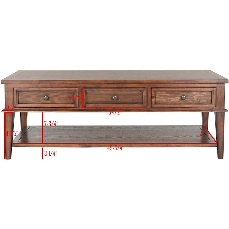 Table basse rectangulaire traditionnelle Sepia - 54 x 23,6 x 19,3 - 54Lx24Px19H