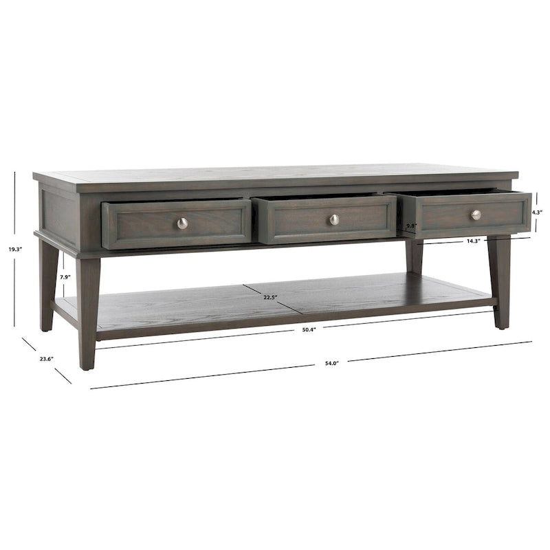 Table basse rectangulaire traditionnelle Sepia - 54 x 23,6 x 19,3 - 54Lx24Px19H