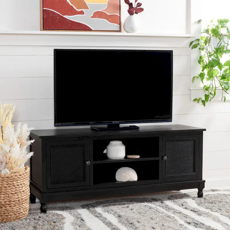Meuble TV 2 portes 1 étagère - 47 L x 16 P x 20 H - 47Lx16Px20H