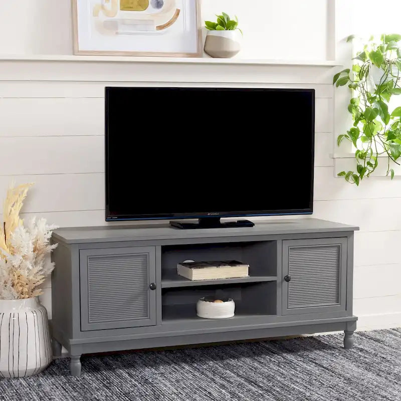 Meuble TV 2 portes 1 étagère - 47 L x 16 P x 20 H - 47Lx16Px20H