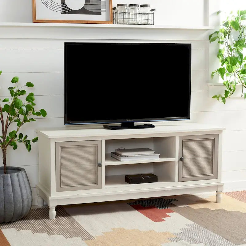 Meuble TV 2 portes 1 étagère - 47 L x 16 P x 20 H - 47Lx16Px20H