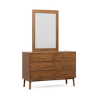 Commode et miroir 2 pièces en noyer du milieu du siècle