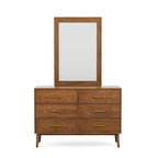 Commode et miroir 2 pièces en noyer du milieu du siècle