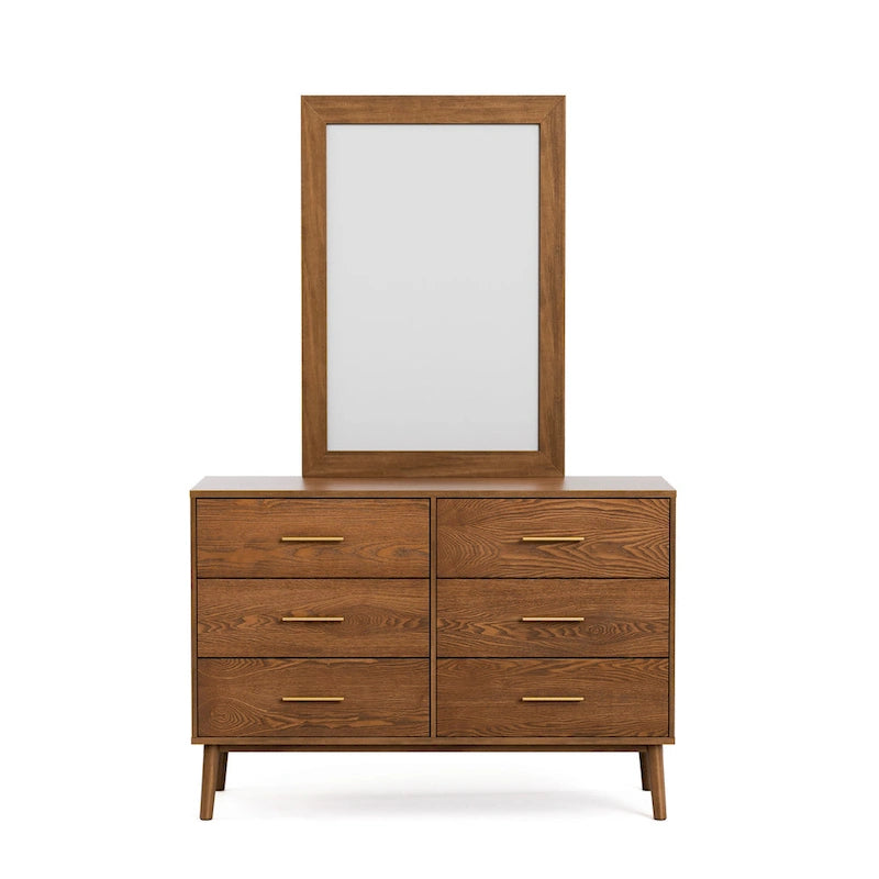 Commode et miroir 2 pièces en noyer du milieu du siècle