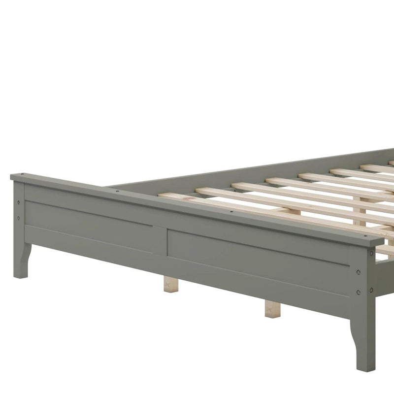 Lit plateforme Queen Size, cadre de lit plateforme moderne en bois massif, sommier tapissier non requis