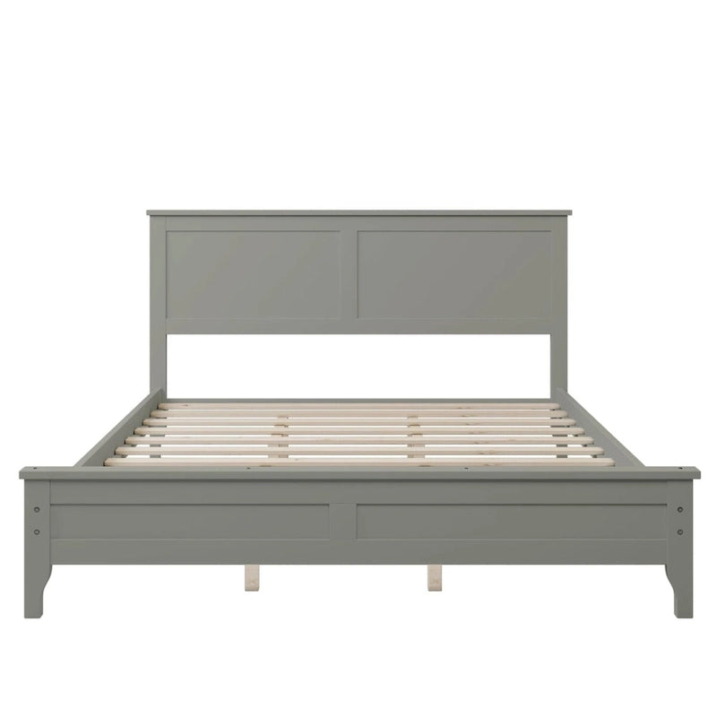 Lit plateforme Queen Size, cadre de lit plateforme moderne en bois massif, sommier tapissier non requis
