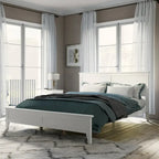 Lit plateforme Queen Size, cadre de lit plateforme moderne en bois massif, sommier tapissier non requis