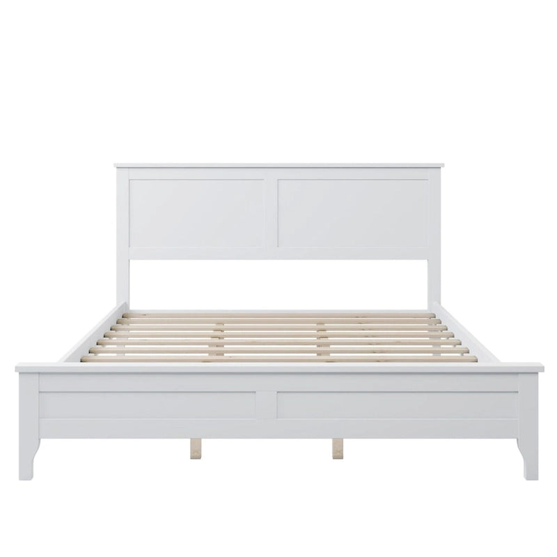 Lit plateforme Queen Size, cadre de lit plateforme moderne en bois massif, sommier tapissier non requis