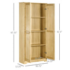 Meuble de rangement pour cuisine Pinewood 67, Armoire autoportante avec portes et étagères réglables, Mécanisme de fermeture en douceur