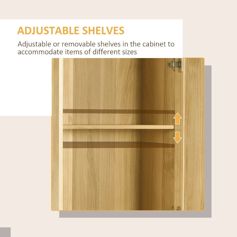Meuble de rangement pour cuisine Pinewood 67, Armoire autoportante avec portes et étagères réglables, Mécanisme de fermeture en douceur