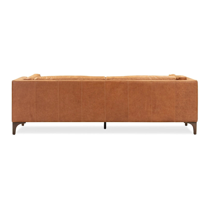 Canapé 93 en cuir véritable pleine fleur italien, couleur Cognac Tan