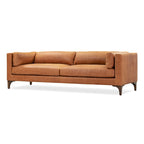 Canapé 93 en cuir véritable pleine fleur italien, couleur Cognac Tan