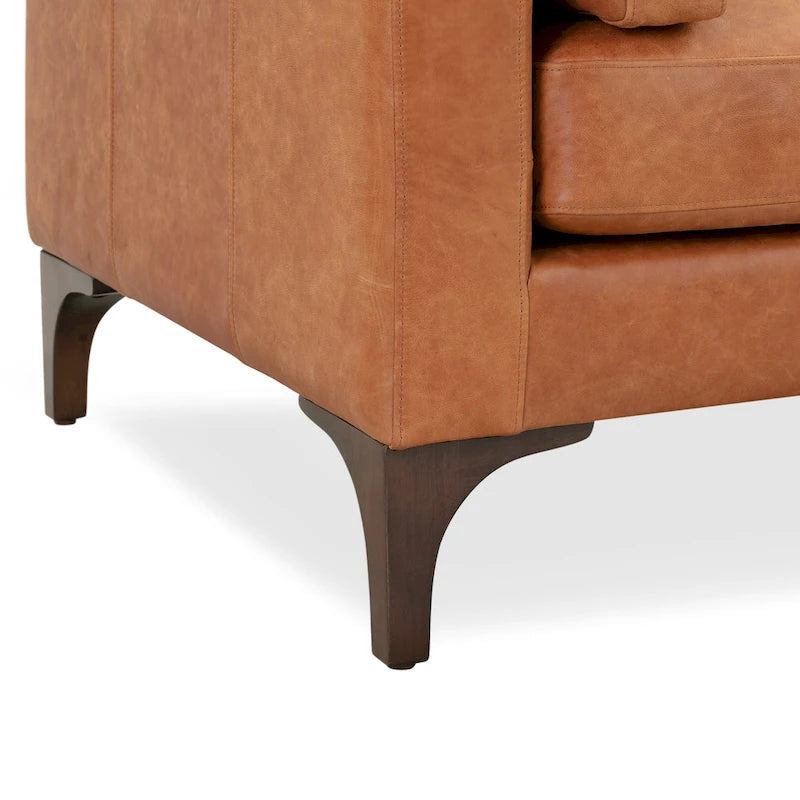Canapé 93 en cuir véritable pleine fleur italien, couleur Cognac Tan