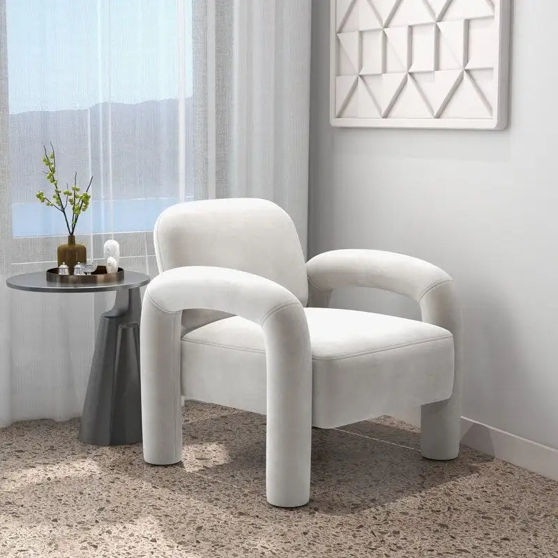 Fauteuil d'appoint rembourré en velours Mid-Century Modern pour salon