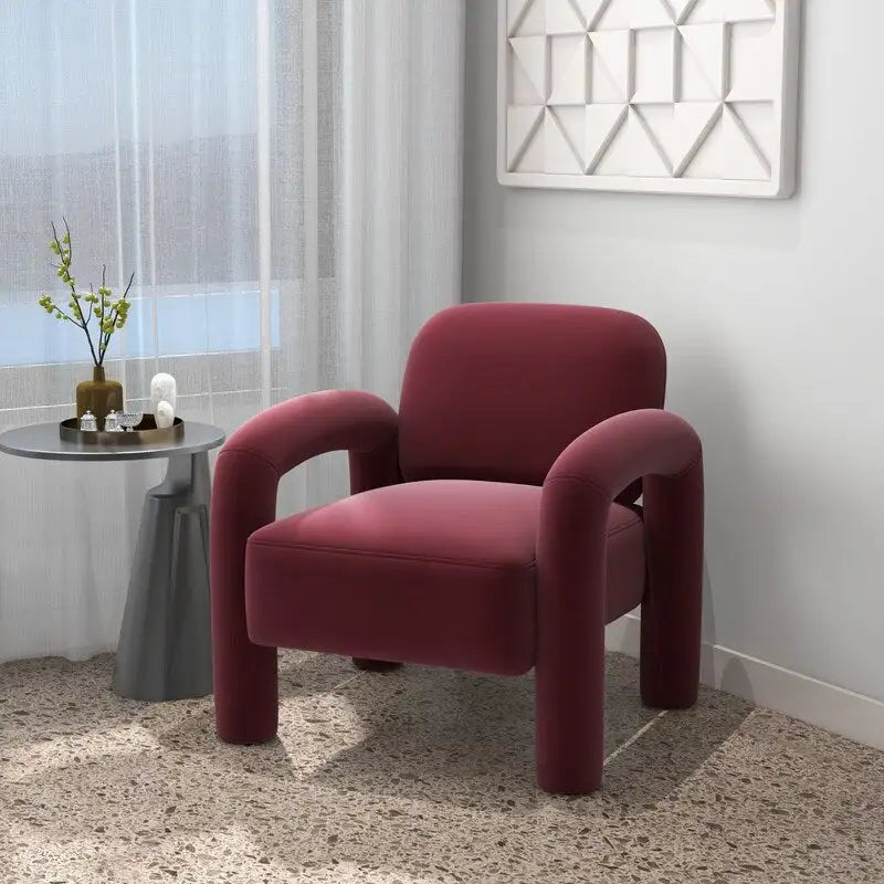 Fauteuil d'appoint rembourré en velours Mid-Century Modern pour salon