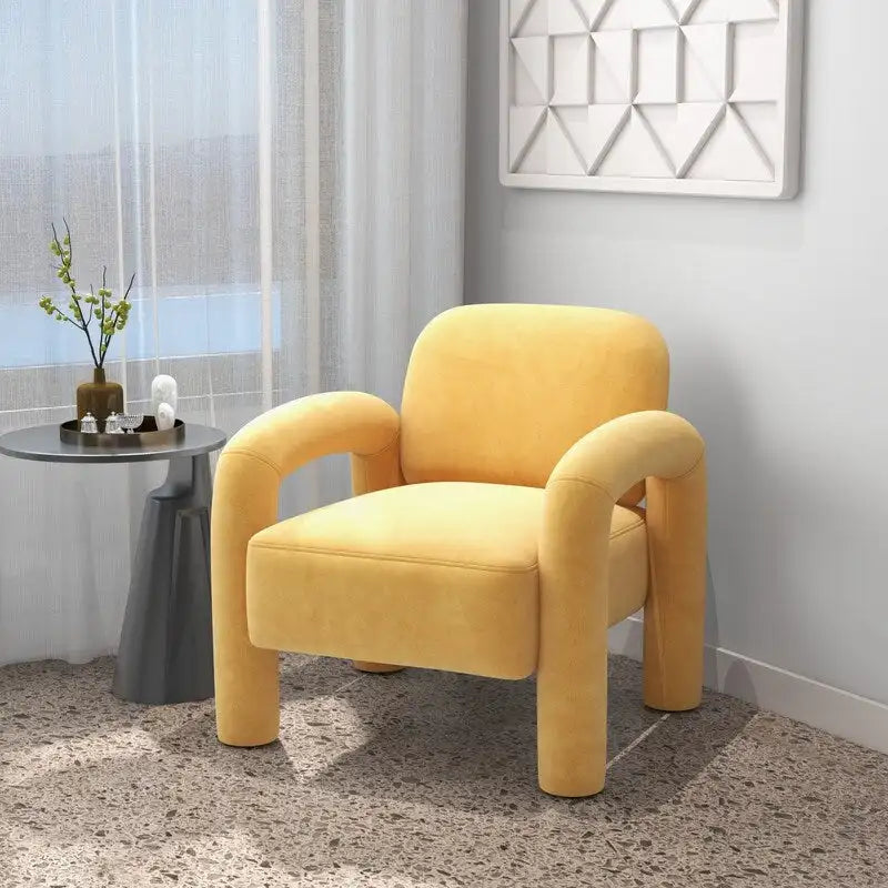 Fauteuil d'appoint rembourré en velours Mid-Century Modern pour salon