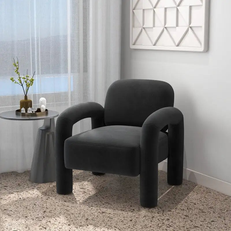 Fauteuil d'appoint rembourré en velours Mid-Century Modern pour salon