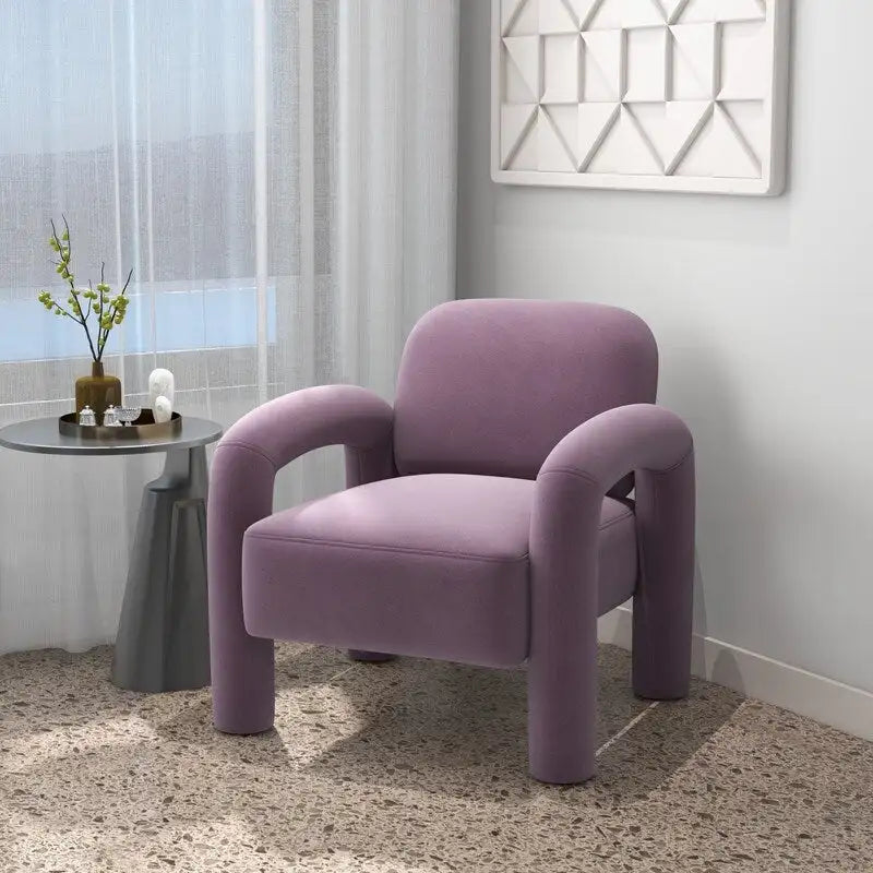 Fauteuil d'appoint rembourré en velours Mid-Century Modern pour salon