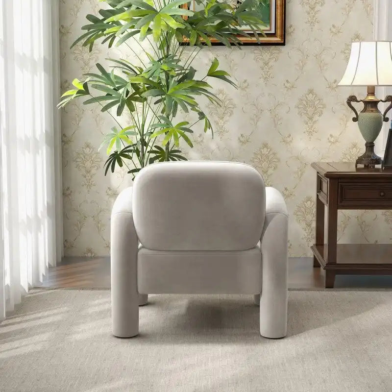 Fauteuil d'appoint rembourré en velours Mid-Century Modern pour salon