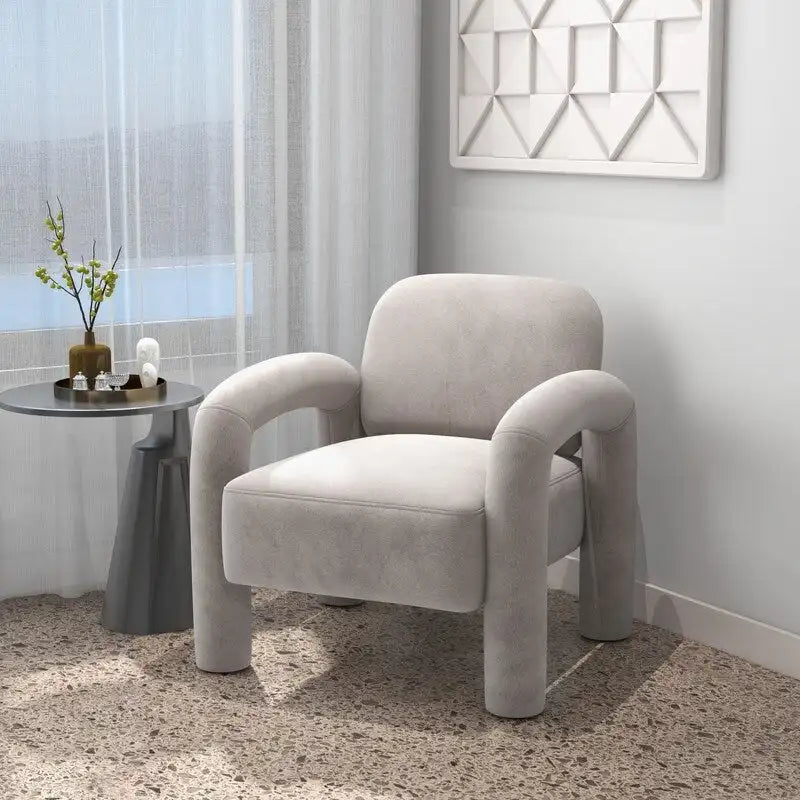 Fauteuil d'appoint rembourré en velours Mid-Century Modern pour salon