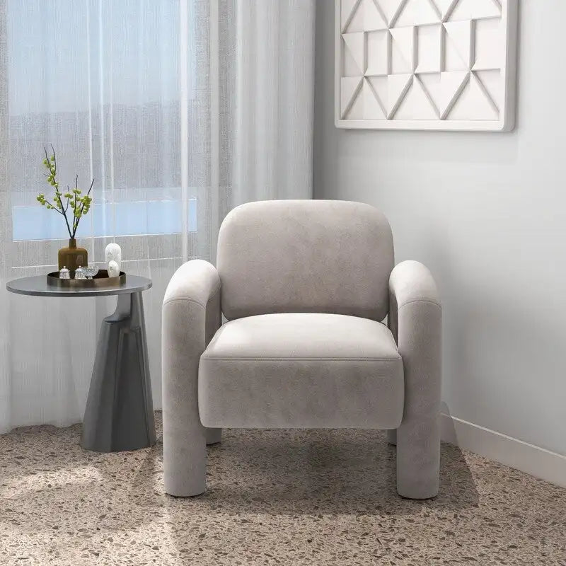 Fauteuil d'appoint rembourré en velours Mid-Century Modern pour salon
