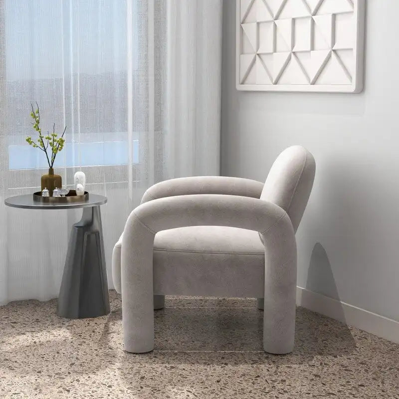 Fauteuil d'appoint rembourré en velours Mid-Century Modern pour salon
