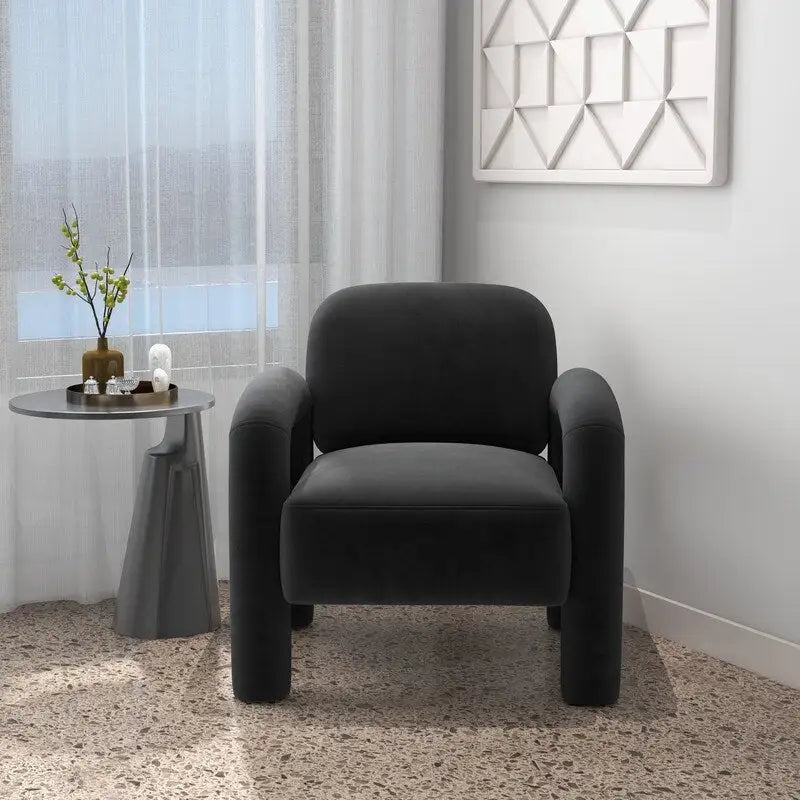 Fauteuil d'appoint rembourré en velours Mid-Century Modern pour salon