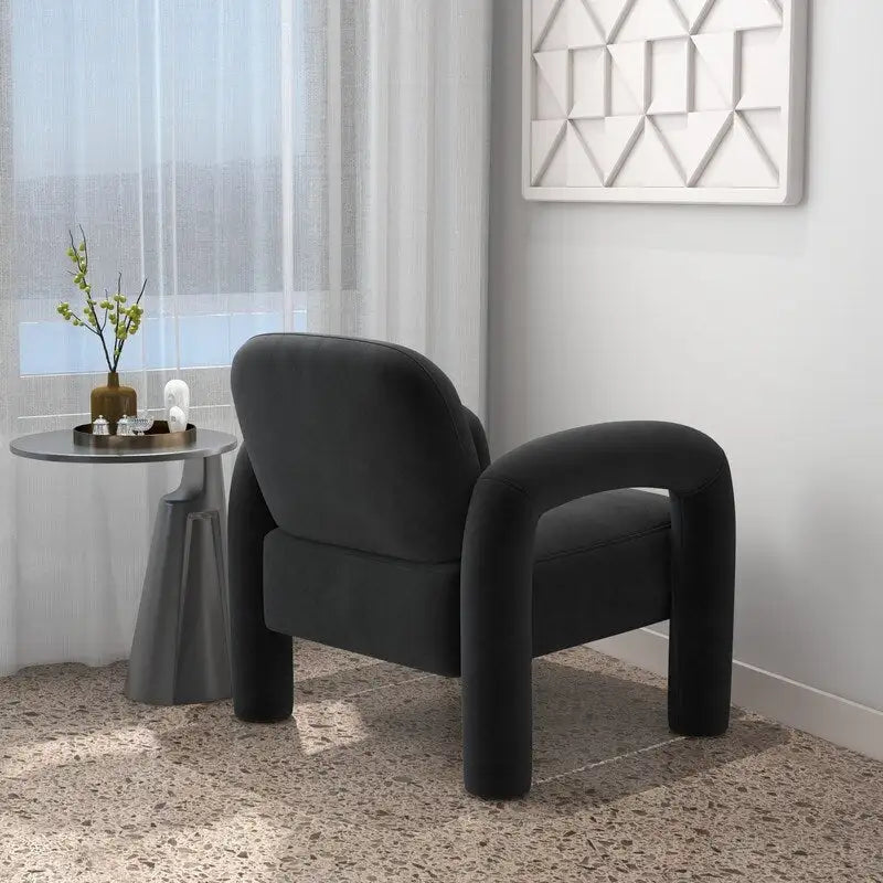Fauteuil d'appoint rembourré en velours Mid-Century Modern pour salon