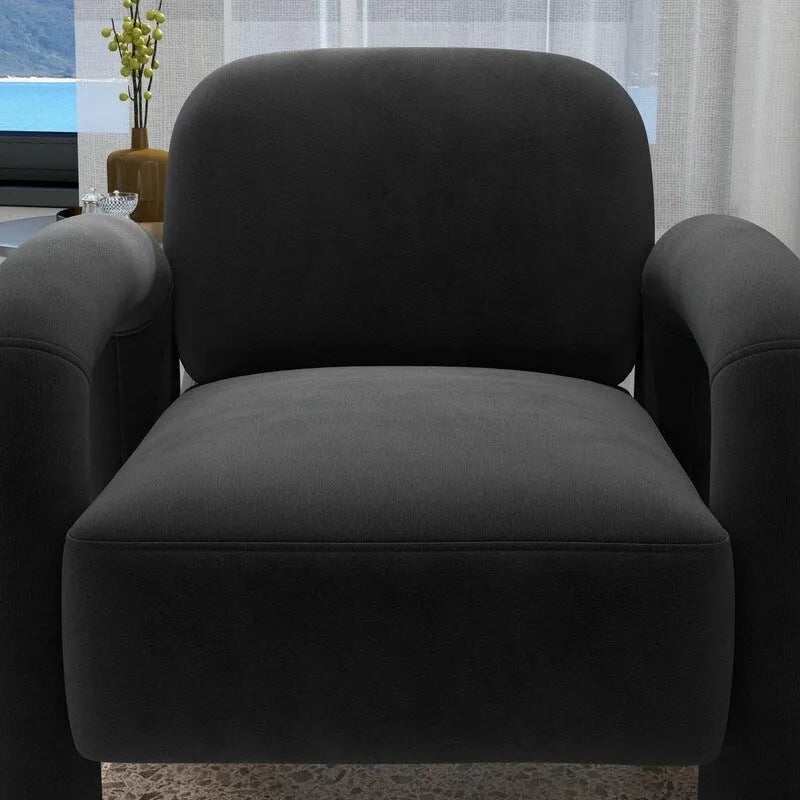 Fauteuil d'appoint rembourré en velours Mid-Century Modern pour salon