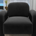 Fauteuil d'appoint rembourré en velours Mid-Century Modern pour salon