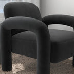 Fauteuil d'appoint rembourré en velours Mid-Century Modern pour salon