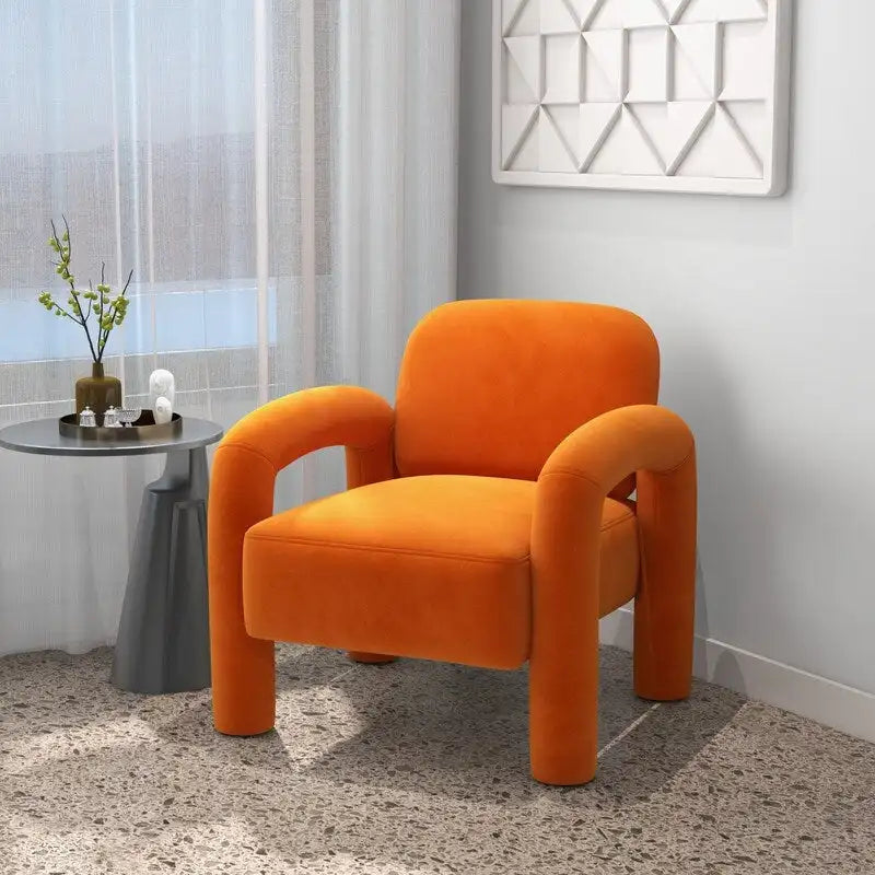 Fauteuil d'appoint rembourré en velours Mid-Century Modern pour salon