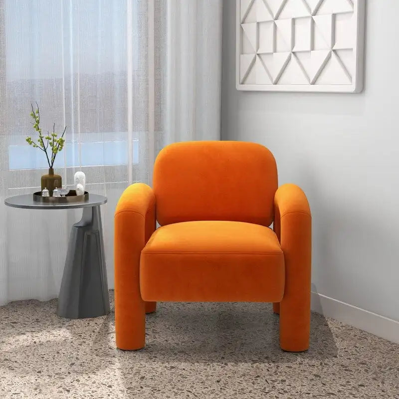 Fauteuil d'appoint rembourré en velours Mid-Century Modern pour salon