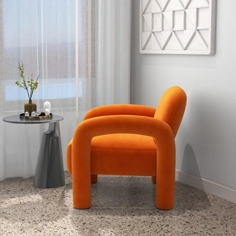 Fauteuil d'appoint rembourré en velours Mid-Century Modern pour salon