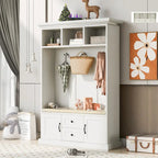 Porte-manteau d'entrée 3-en-1 avec 3 patères et banc de rangement - 120 l x 180 h x 40 P cm