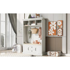Porte-manteau d'entrée 3-en-1 avec 3 patères et banc de rangement - 120 l x 180 h x 40 P cm