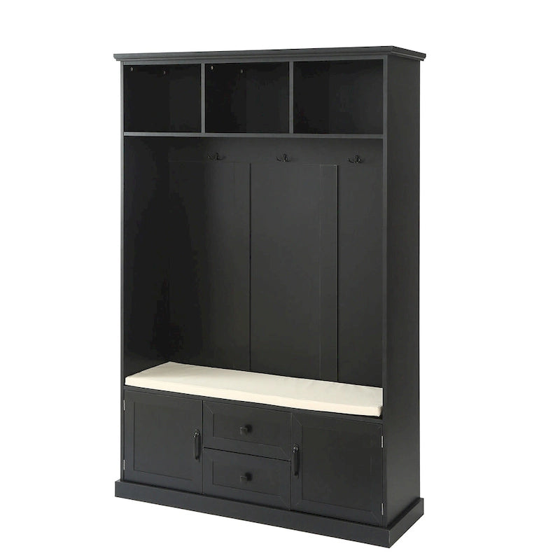Porte-manteau d'entrée 3-en-1 avec 3 patères et banc de rangement - 120 l x 180 h x 40 P cm
