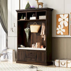 Porte-manteau d'entrée 3-en-1 avec 3 patères et banc de rangement - 120 l x 180 h x 40 P cm