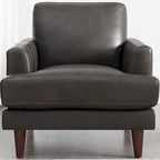 Fauteuil en cuir pleine fleur avec plumes, mousse à mémoire de forme et ressorts