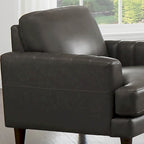 Fauteuil en cuir pleine fleur avec plumes, mousse à mémoire de forme et ressorts
