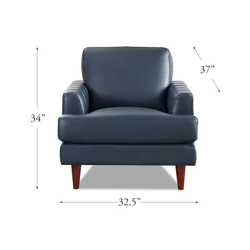 Fauteuil en cuir pleine fleur avec plumes, mousse à mémoire de forme et ressorts