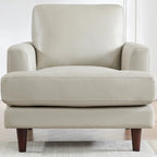 Fauteuil en cuir pleine fleur avec plumes, mousse à mémoire de forme et ressorts