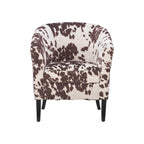 Fauteuil club Andrew Barrel imprimé vache marron et blanc