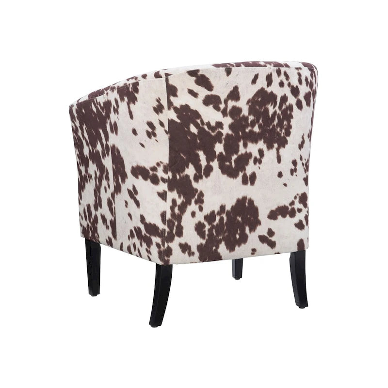 Fauteuil club Andrew Barrel imprimé vache marron et blanc